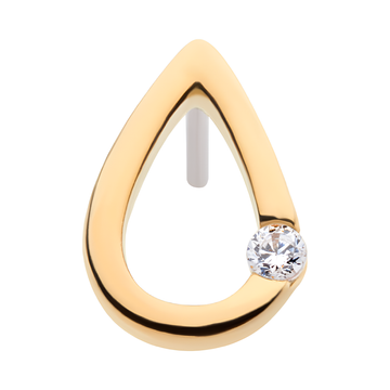 14kt Yellow Gold Threadless Round CZ Cut Out Teardrop Top