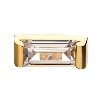 14kt Yellow Gold Threadless Rectangle Clear CZ Top