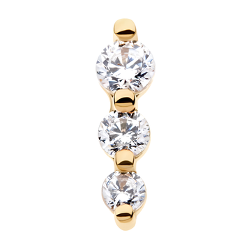 14kt Yellow Gold Threadless Prong Set Round CZ 3-Cluster Top