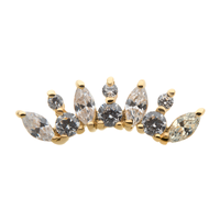 14kt Yellow Gold Threadless Prong Set Round & Marquise Clear CZ Cluster Top