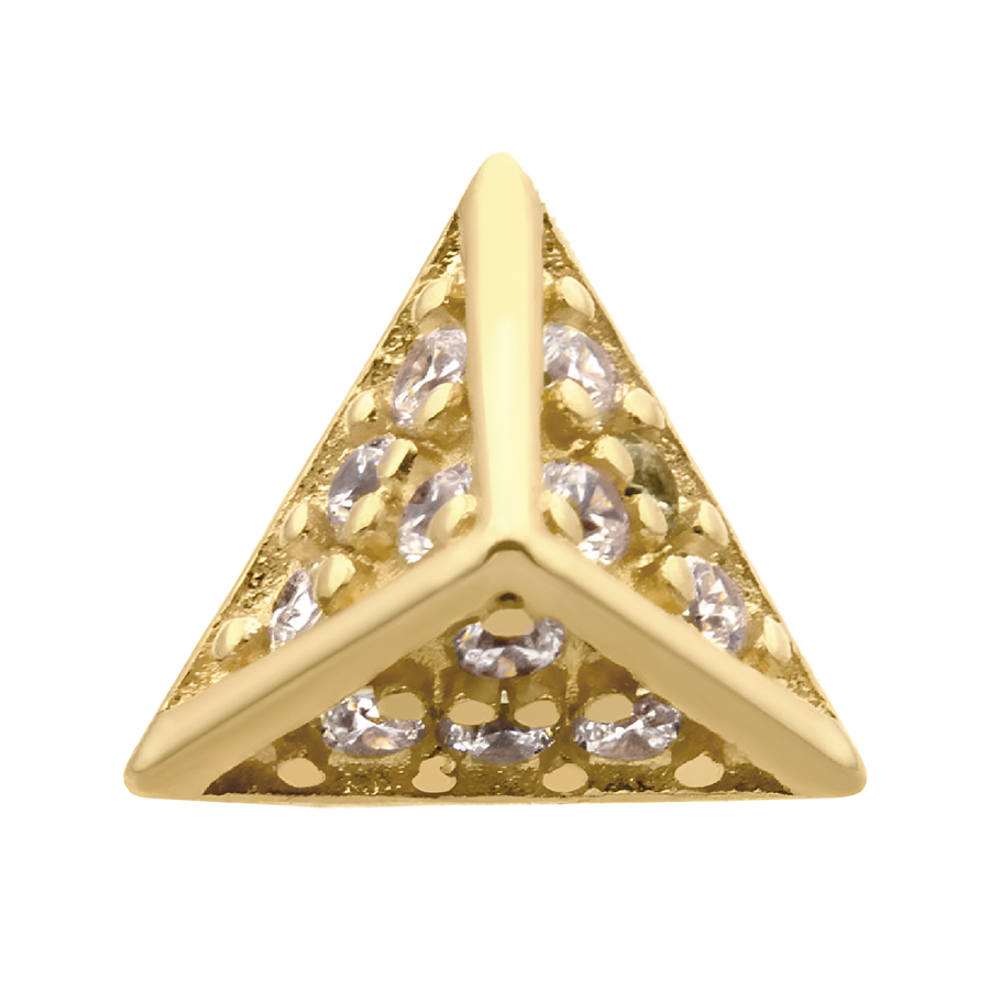 14kt Yellow Gold Threadless Prong Set CZ Short Pyramid Top