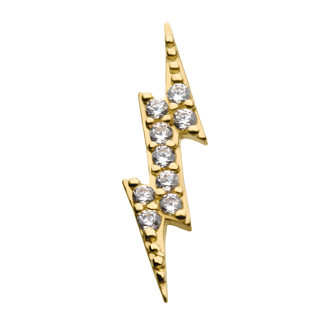 14kt Yellow Gold Threadless Prong Set CZ Lightning Bolt Top