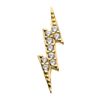 14kt Yellow Gold Threadless Prong Set CZ Lightning Bolt Top