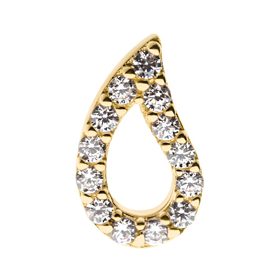 14kt Yellow Gold Threadless with Prong Set CZ Cut Out Teardrop Top