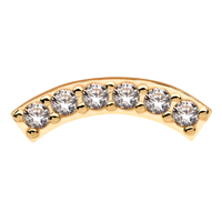 14kt Yellow Gold Threadless with Prong Set Clear CZ 6-Cluster Curved Bar Top