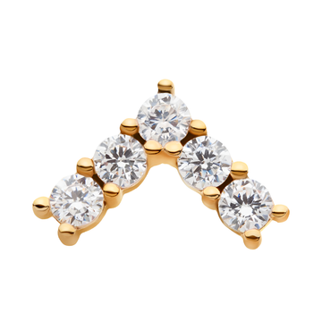 14kt Yellow Gold Threadless Prong Round Clear CZ Triangle Top