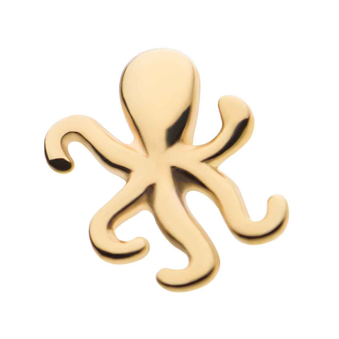 14kt Yellow Gold Threadless Octopus Top