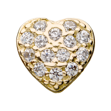 14kt Yellow Gold Threadless Multi-Clear CZ Heart Top