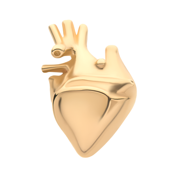 14kt Yellow Gold Threadless Human Heart Top