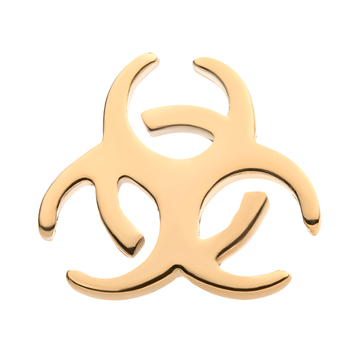 14kt Yellow Gold Threadless Biohazard Symbol Top