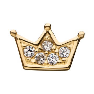 14Kt Yellow Gold Threadless with Clear Gem Crown Top