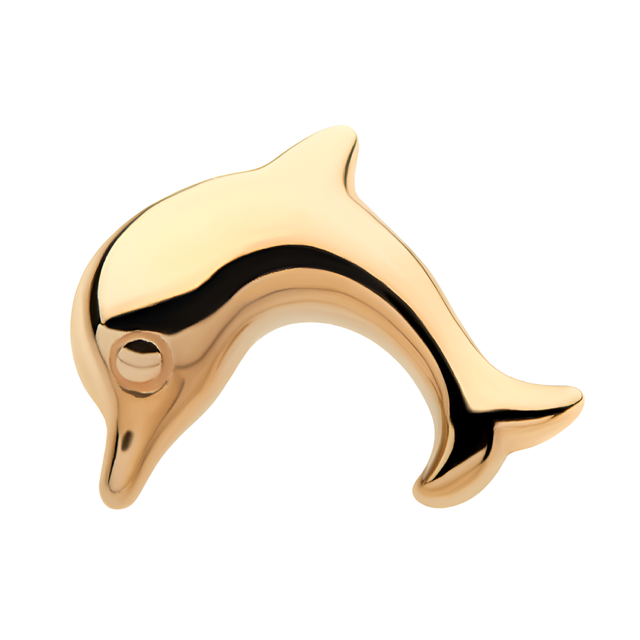 14kt Yellow Gold Threadless Dolphin Top