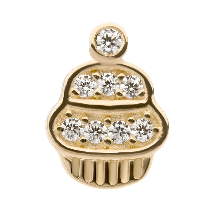 14kt Yellow Gold Threadless CZ Cupcake Top