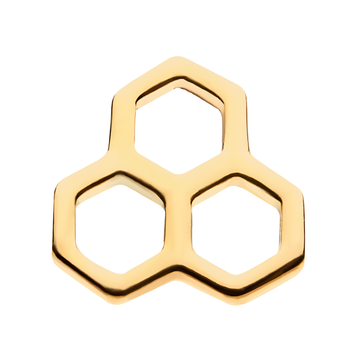 14kt Yellow Gold Threadless Cut Out Honeycomb Top