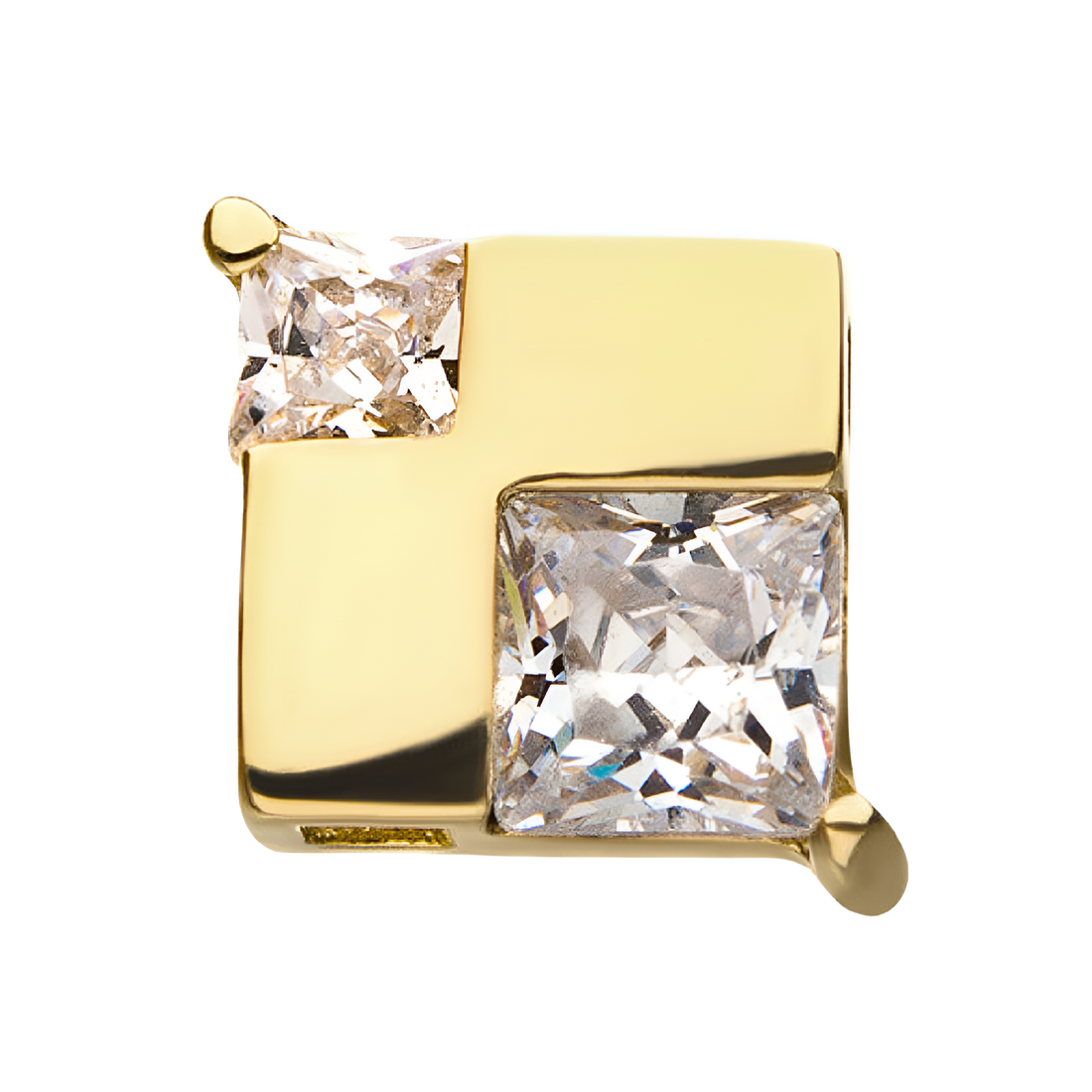 14Kt Yellow Gold Threadless with Cube Clear CZ Top