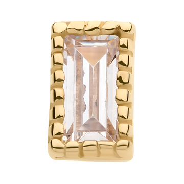 14kt Yellow Gold Threadless Baguette CZ Rectangular Top