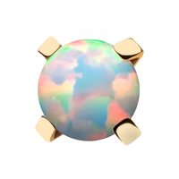 14kt Yellow Gold Threadless 4-Prong Set White Opal Top