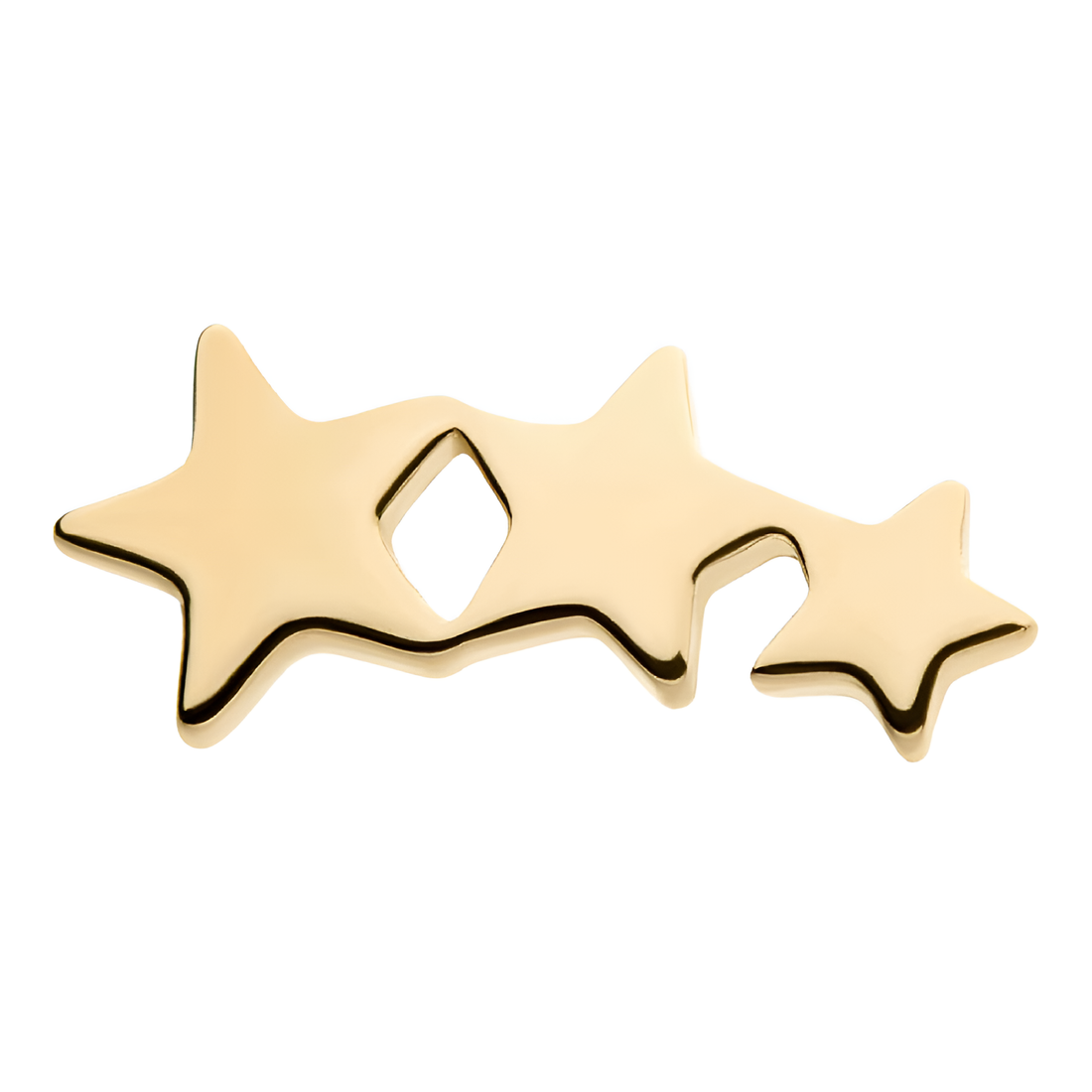 14kt Yellow Gold Threadless 3-Cluster Star Top