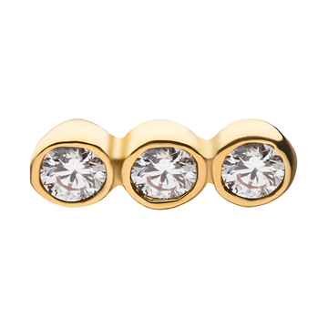 14kt Yellow Gold Threadless 3 Bezel Clear CZ Top