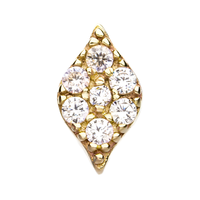 14kt Yellow Gold Threadless Prong Set Multi-Clear CZ Diamond Shape Top