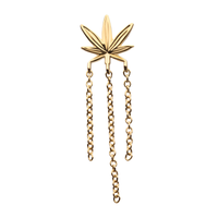 14kt Yellow Gold Threadless Pot Leaf Top Dangle Chains