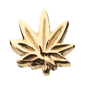 14kt Yellow Gold Threadless Pot Leaf Top