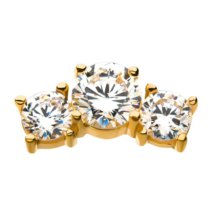 14kt Yellow Gold Threadless 4-Prong Set Clear CZ Top