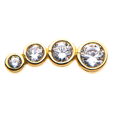 14Kt Yellow Gold Threadless 4-Cluster with Clear CZ Top (Left)