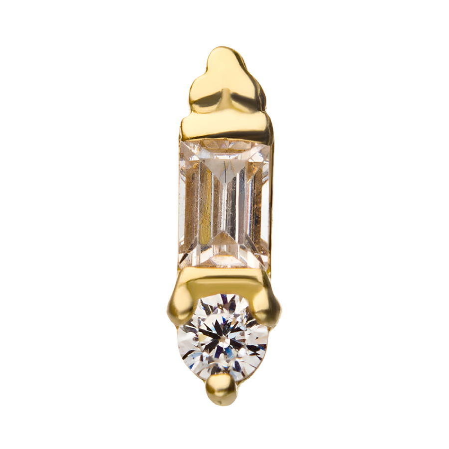 14kt Yellow Gold Threadless 8mm Dual Clear Gem Top