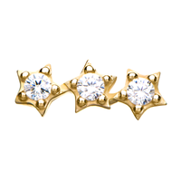 14kt Yellow Gold Threadless Clear CZ 3-Star Cluster Top