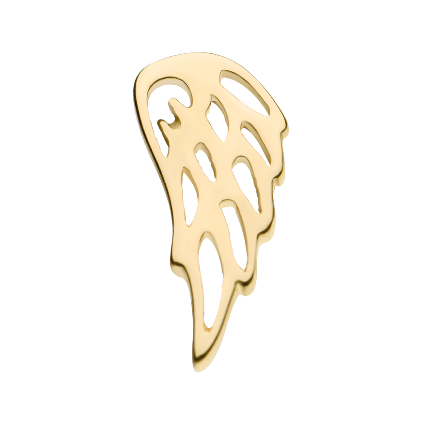 14Kt Gold Threadless with Angel Wing Top (Left Ear)