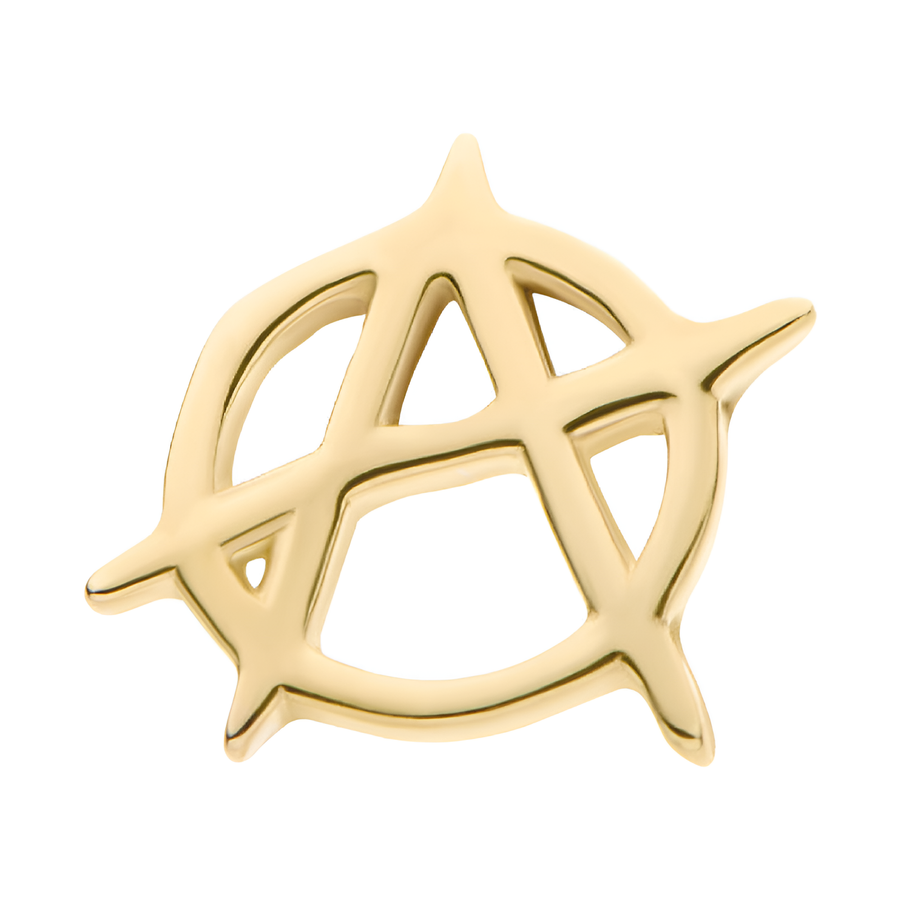 14kt Gold Threadless Anarchy Symbol Top