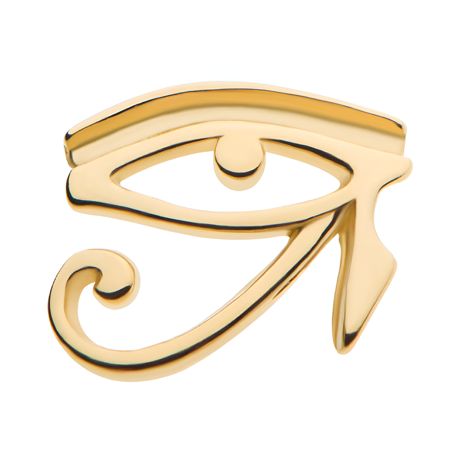 14Kt Gold Threadless with Eye of Ra Top