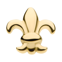 14Kt Gold Threadless with Fleur de Lis Top