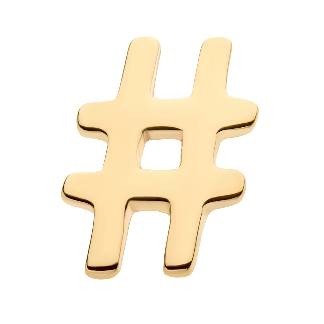 14Kt Gold Threadless with Hashtag Symbol Top