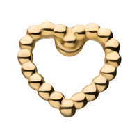 14Kt Yellow Gold Threadless  Heart Beads Top