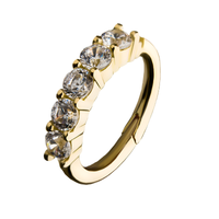 14kt Gold Prong CZ Gem Hinged Segment Clicker Yellow Gold