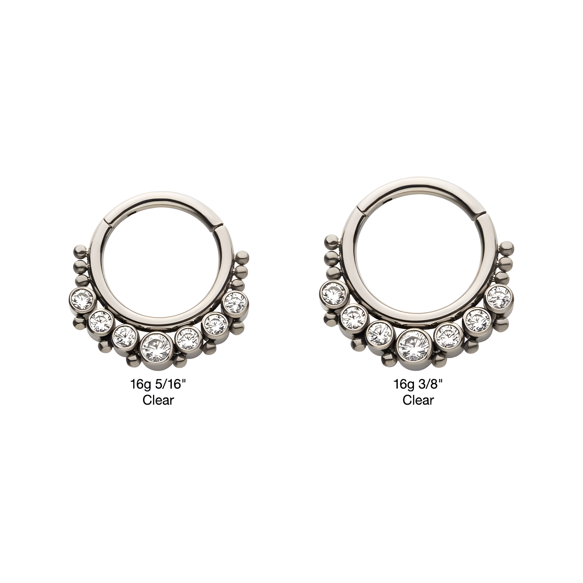 Beaded Titanium Cluster CZ Front Facing Hinged Segment Clicker