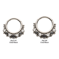 Beaded Titanium Cluster Bezel CZ Front Facing Hinged Segment Clicker Clear And Black