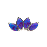 Titanium Threadless with Prong Set Marquise CZ/Opal 4-Cluster Top  Purple Opal