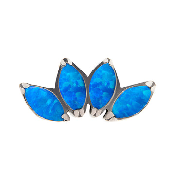 Titanium Threadless with Prong Set Marquise CZ/Opal 4-Cluster Top Blue Opal