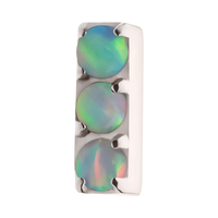 Titanium Threadless Prong CZ/Opal 3-Cluster Bar Top White Opal