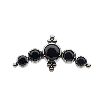 Titanium Threadless CZ Beaded Cluster Top Black