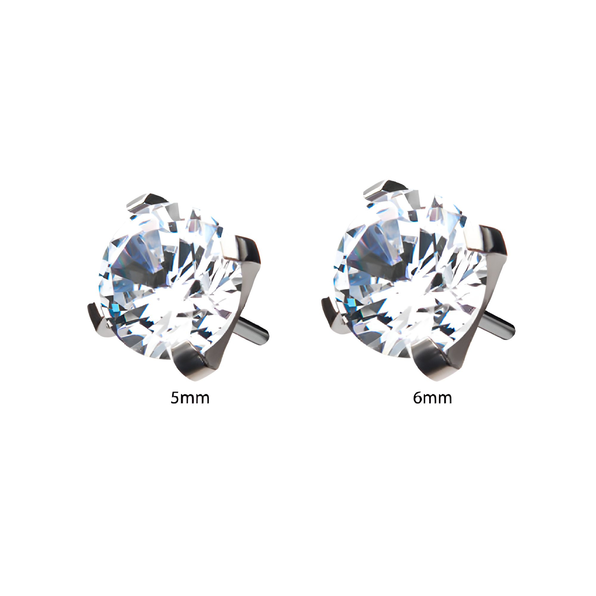 Titanium Threadless Prong CZ Front Facing Top Clear