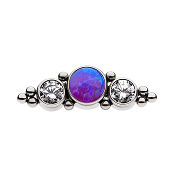 Titanium Threadless Synthetic Opal/AAA CZ/Swarovski Zirconia & Beads Cluster Top Clear | Purple Opal