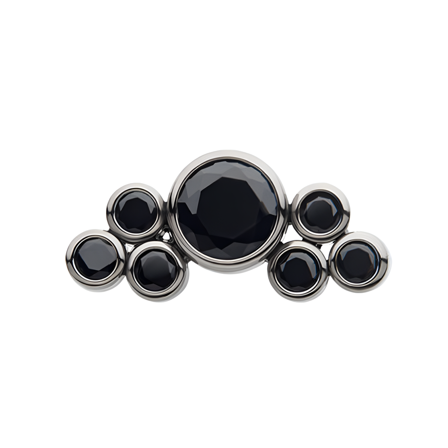 Titanium Threadless Bezel CZ/Swarovski Zirconia Cluster Top Black