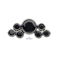 Titanium Threadless Bezel CZ/Swarovski Zirconia Cluster Top Black