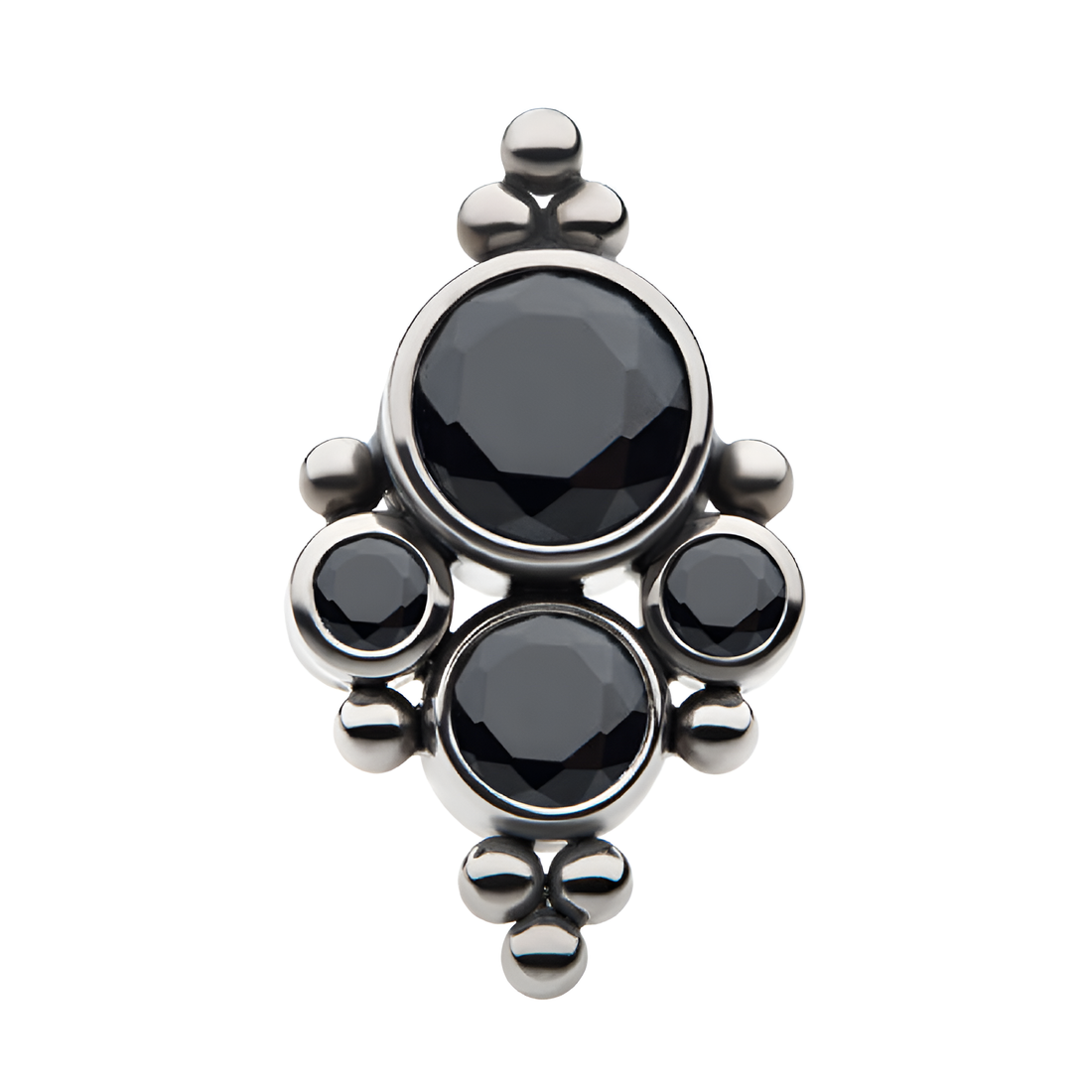 Titanium Threadless Beads & Bezel AAA CZ/Swarovski Top Black