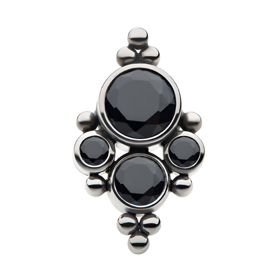 Titanium Threadless Beads & Bezel AAA CZ/Swarovski Top Black