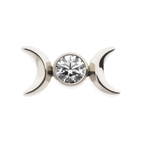 Titanium Threadless Triple Goddess Moon with CZ/Opal Top Clear